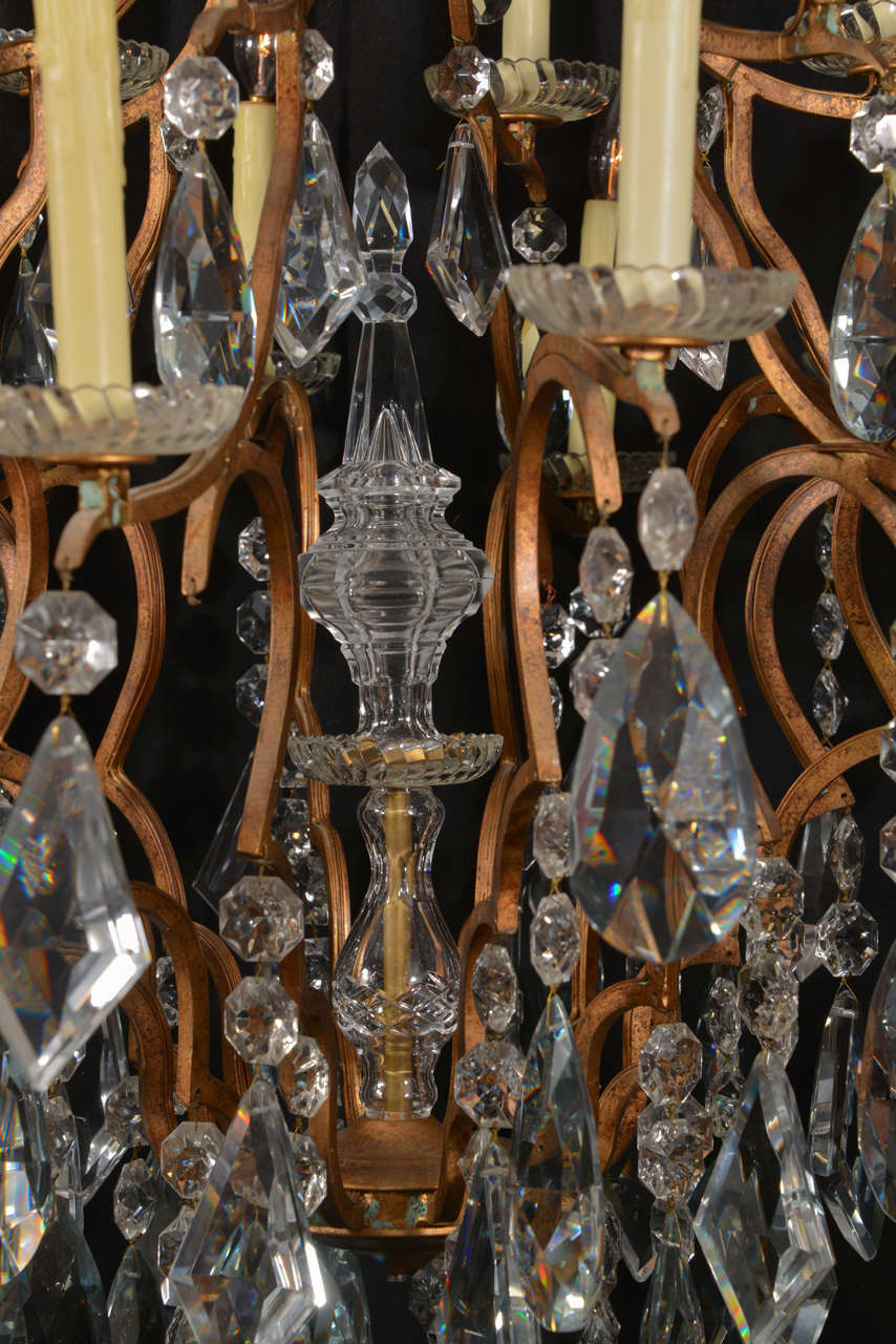 Eighteen-Light Crystal Versailles Chandelier In Good Condition For Sale In Austin, TX
