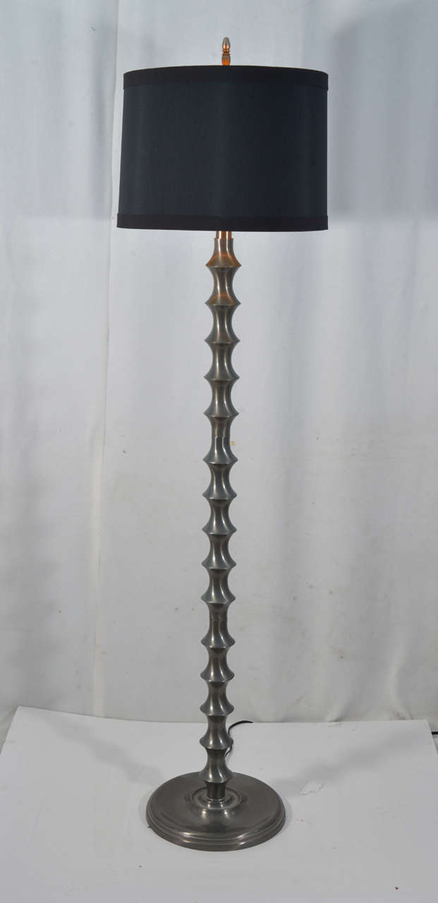 Beautiful, pewter, bamboo design, floor lamp, 1950s shown with 18