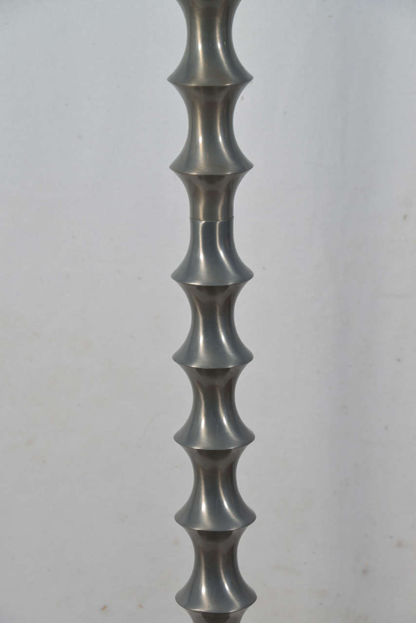 Pewter, Bamboo Design Floor Lamp In Good Condition In Austin, TX