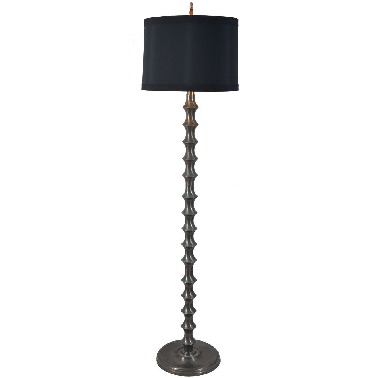 Pewter, Bamboo Design Floor Lamp