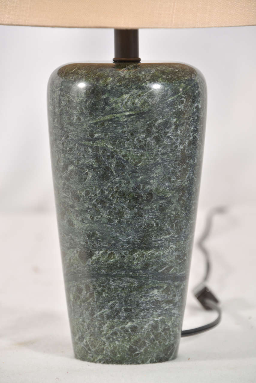 Turned Green Marble Table Lamps, 1950s at 1stDibs