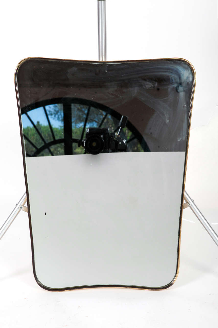 Rare Gio Ponti mirror for the forniture of the Hotel Bristol in Merano.brass and mirror