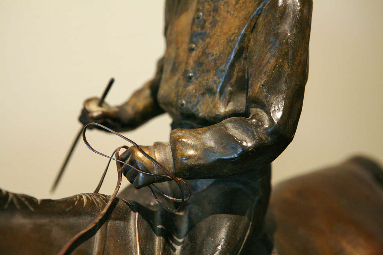19th century Bronze Sculpture Horse and Rider In Excellent Condition For Sale In Nashville, TN