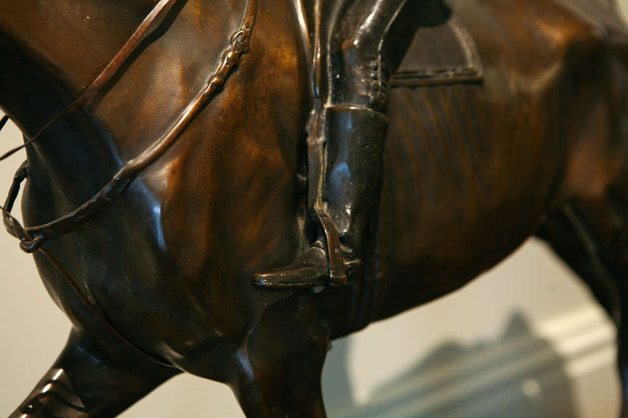 19th century Bronze Sculpture Horse and Rider For Sale 1