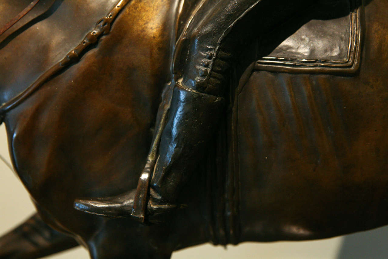 19th century Bronze Sculpture Horse and Rider For Sale 5
