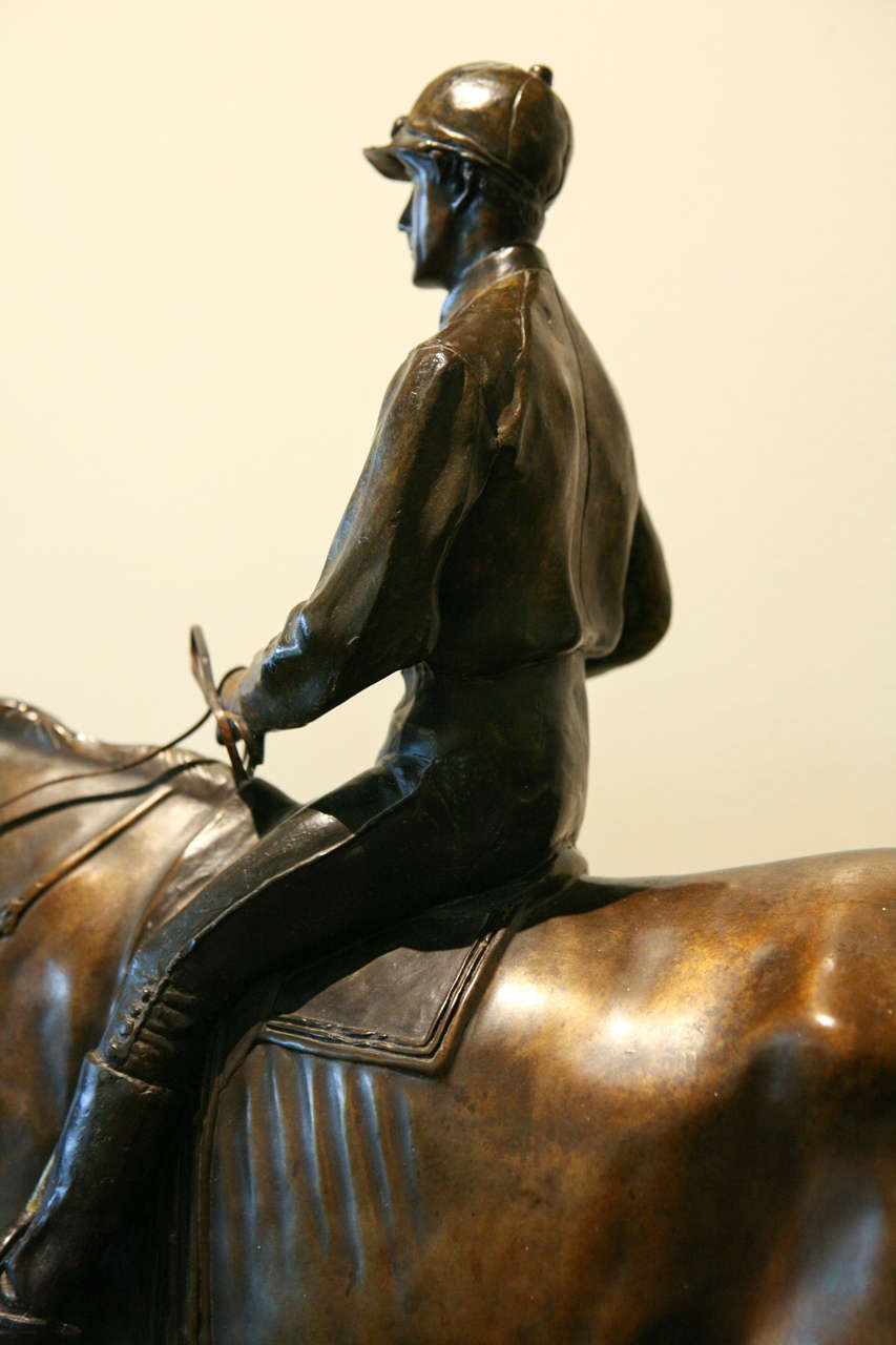 19th century Bronze Sculpture Horse and Rider For Sale at 1stDibs