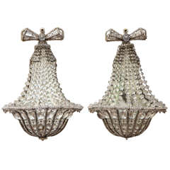 Pair of Early 20th Century Crystal and Iron French Sconces, 1920s