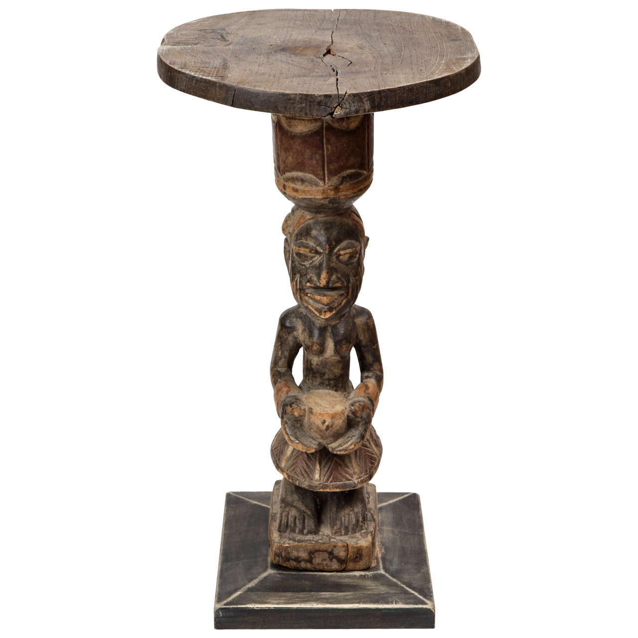 20th Century Carved Wood Tribal African Coffee Table, 1910 For Sale