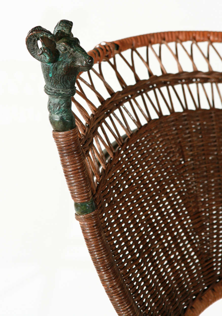 Pair of Bronze and Cane Armchairs 3