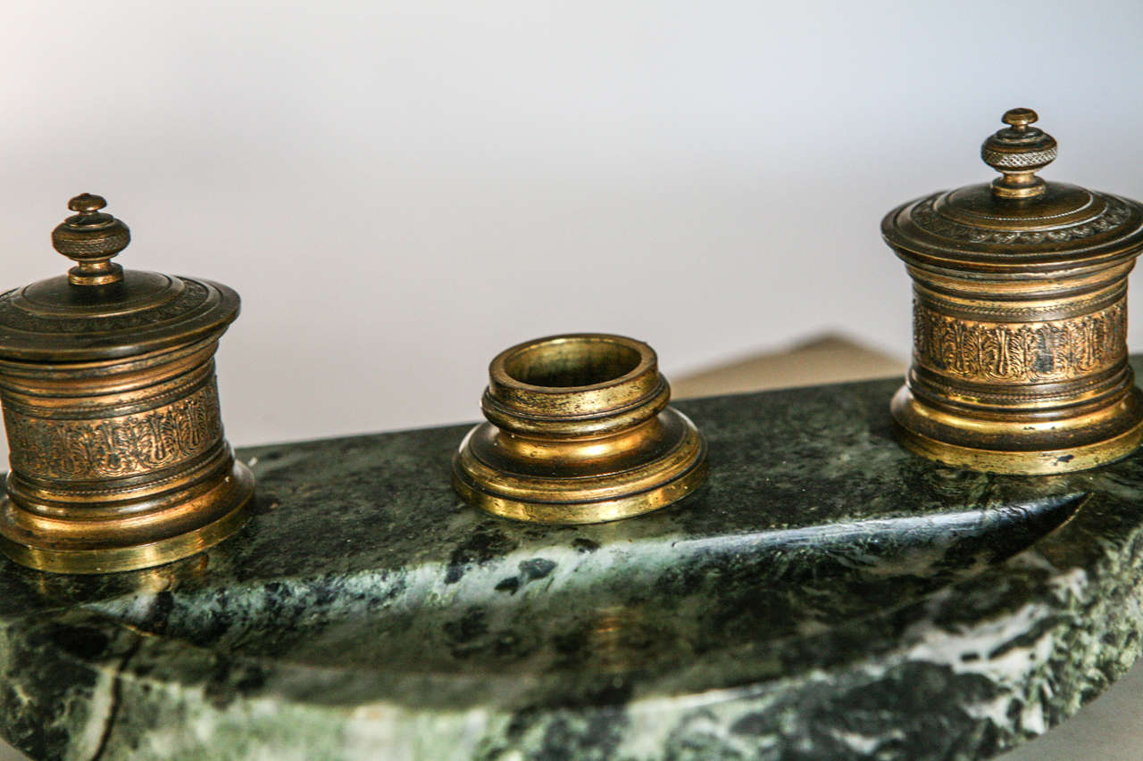 Bronze and Marble Inkwell In Good Condition For Sale In Nashville, TN