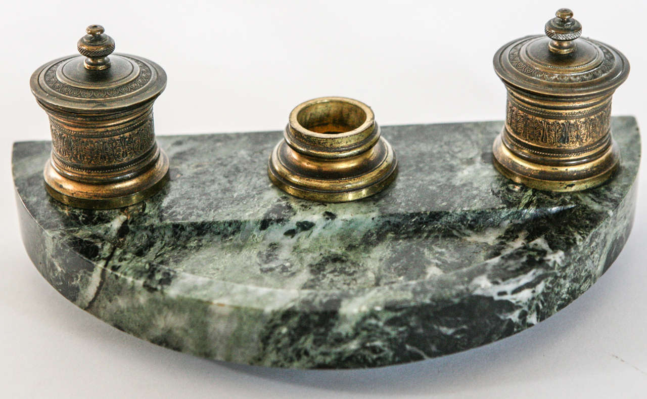 Bronze and Marble Inkwell For Sale 1