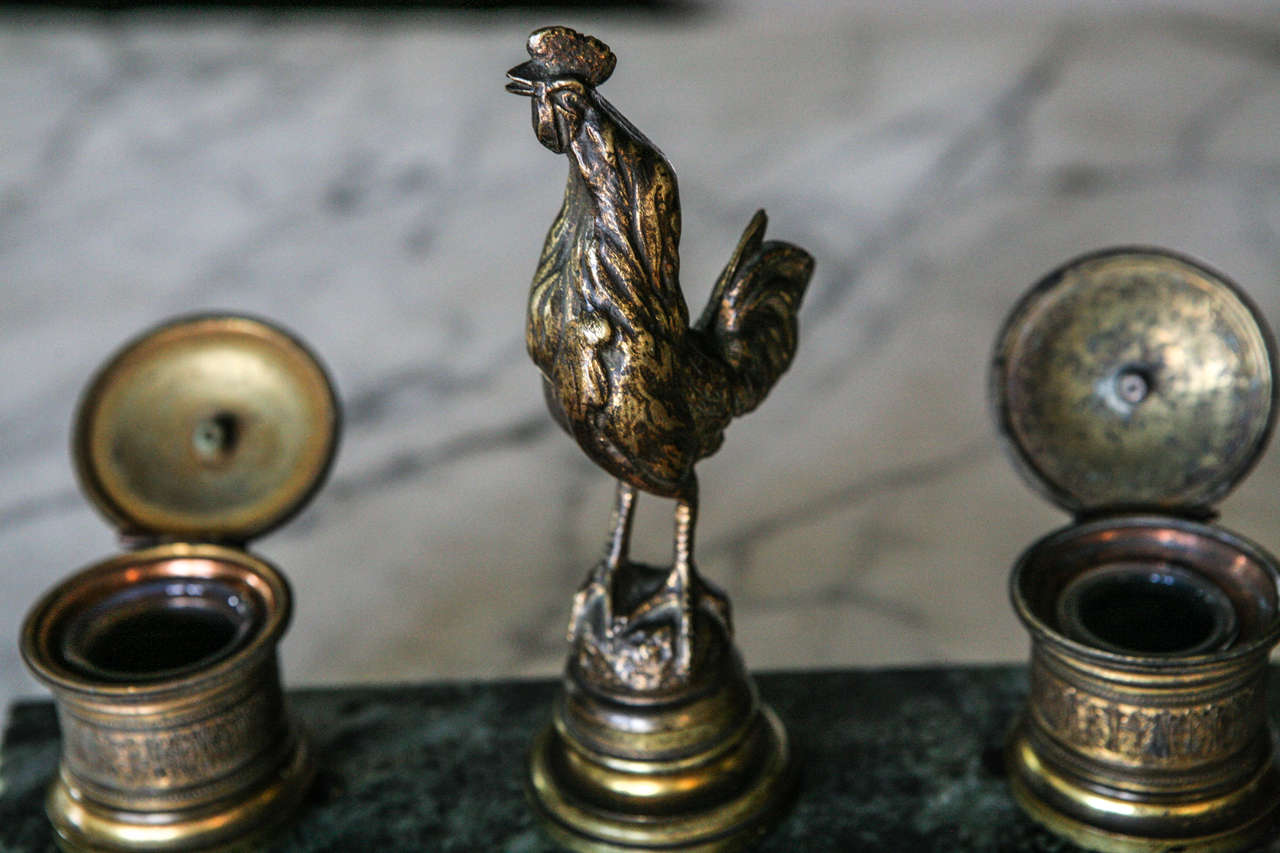 Bronze and Marble Inkwell For Sale 5