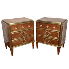 Antique pair of 19th c Russian nightstand commodes