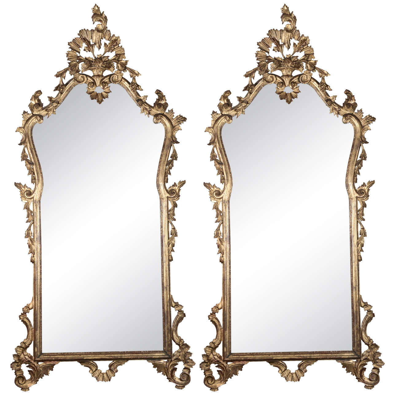 Late 19th c Italian Louis XV gilt wood carved mirrors