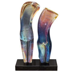 Murano Glass Sculpture "Duet" by Glassmaster Zanetti