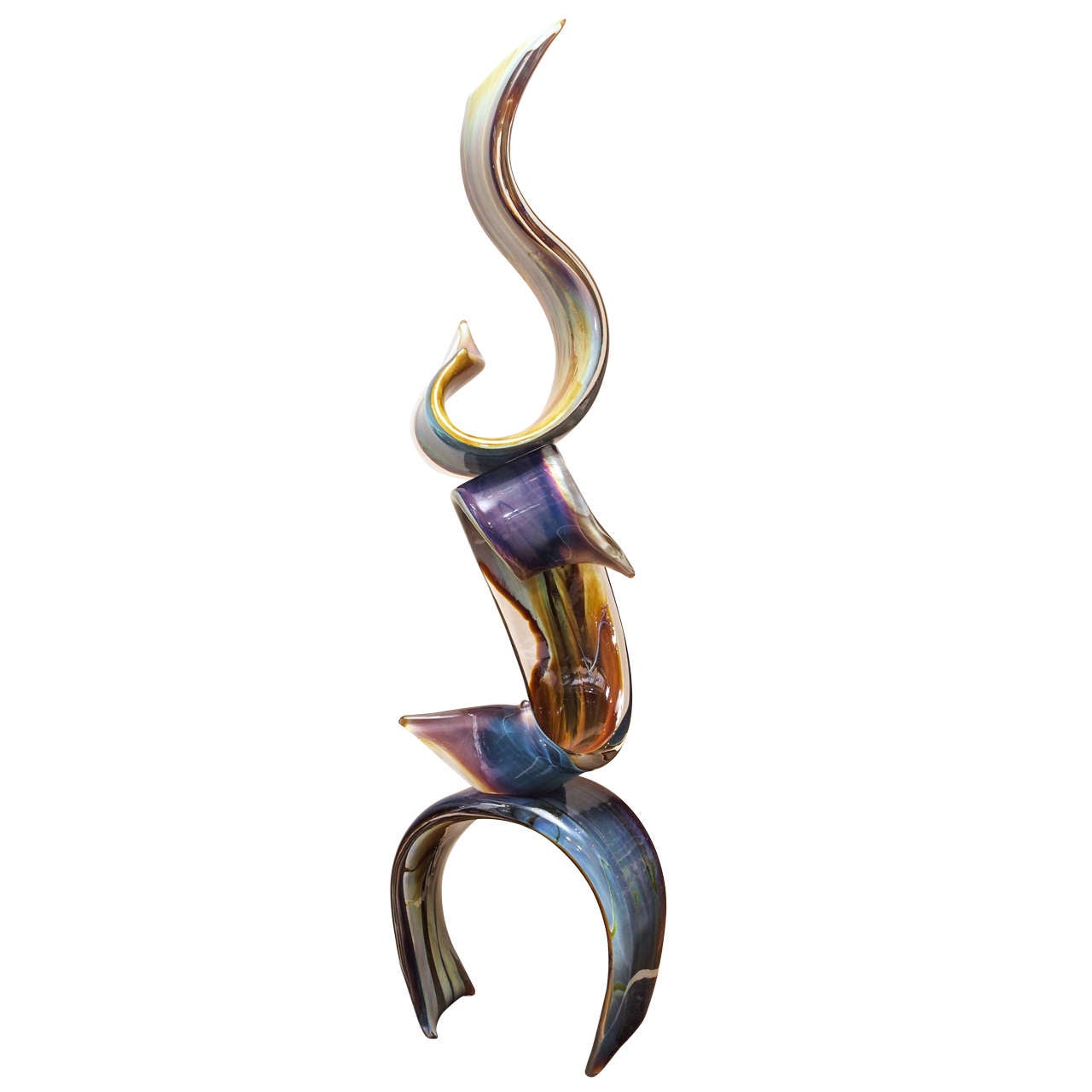 Murano Glass Sculpture "Ribbon" by Glassmaster Zanetti For Sale