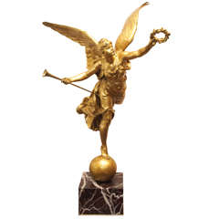 Important bronze La Renomme, une allégorie de la célébrité de Louis-Ernest Barrias