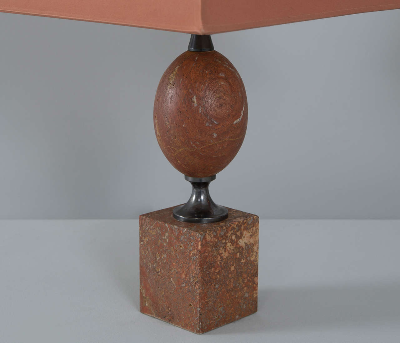 French Matching Pair of Elegant Lights by Maison Barbier in Rare Red Travertine