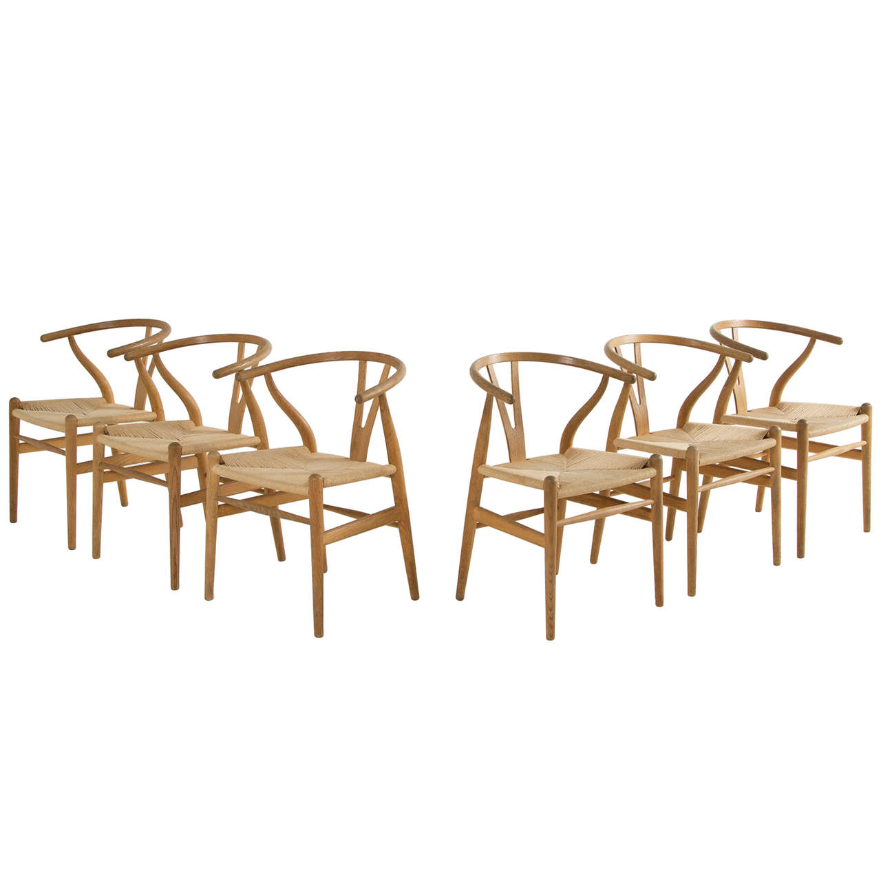 Set of Six 'Wishbone' Dining Chairs by Hans J. Wegner at 1stdibs