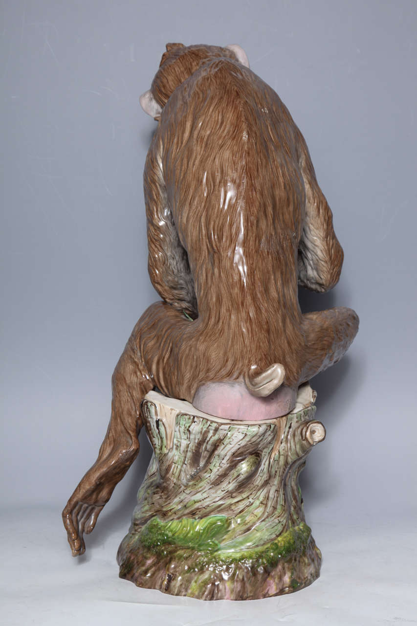 Meissener Porzellan, eine wichtige sitzende Affenfigur in Lebensgröße von J. Kandler im Zustand „Gut“ im Angebot in New York, NY