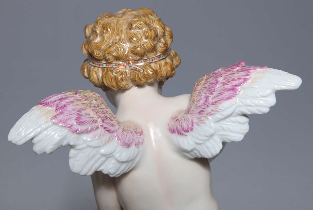 19th Century Meissen Porcelain Large Devisenkinder Cupid Figurines with Markings 1860s For Sale