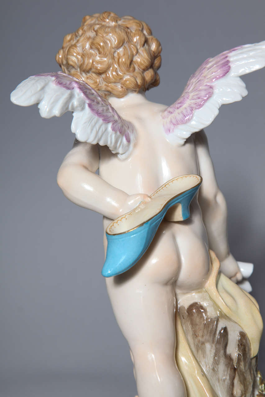 Meissen Porcelain Large Devisenkinder Cupid Figurines with Markings 1860s For Sale 2