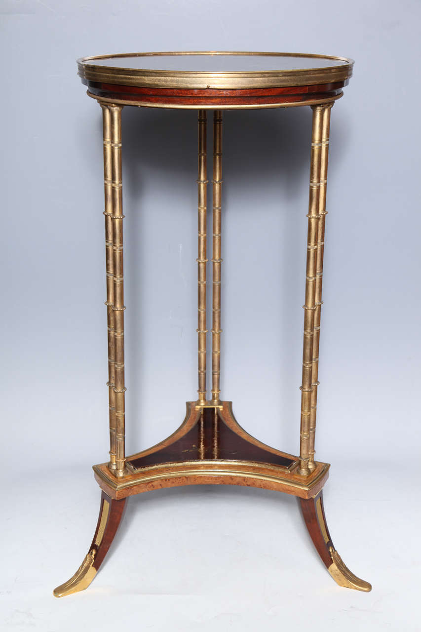 Louis XVI Pair of French Bronze and Lacquer Gueridon Tables