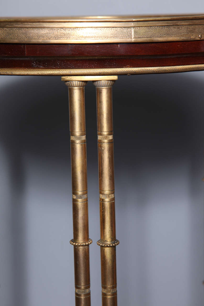 Mahogany Pair of French Bronze and Lacquer Gueridon Tables