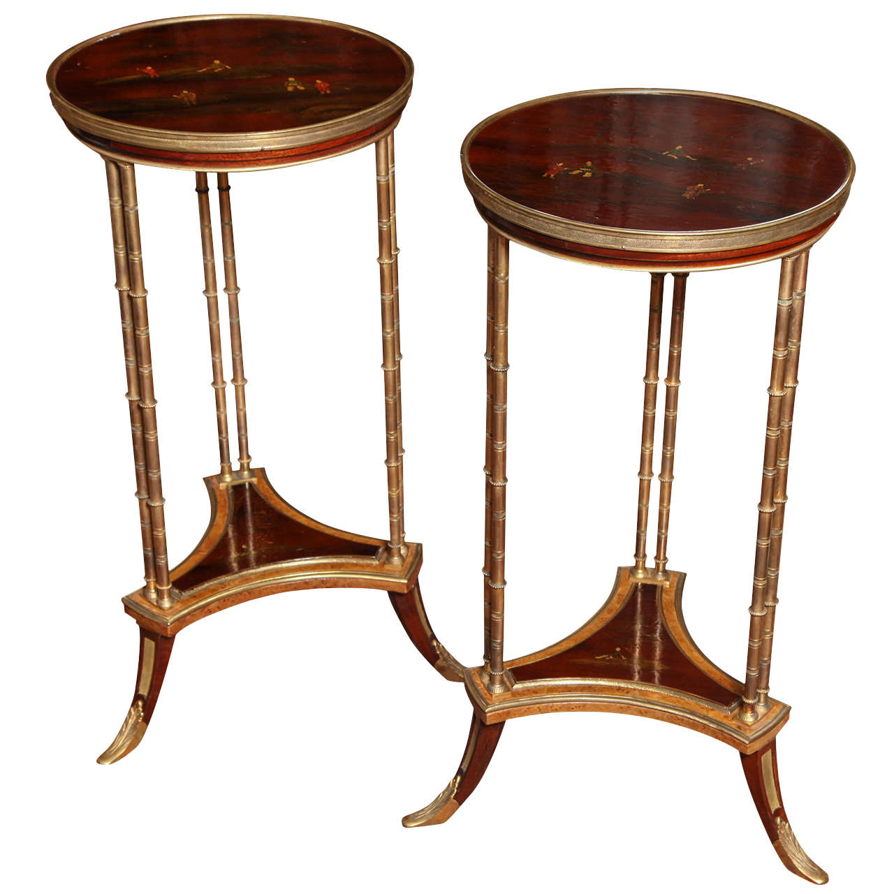 Pair of French Bronze and Lacquer Gueridon Tables
