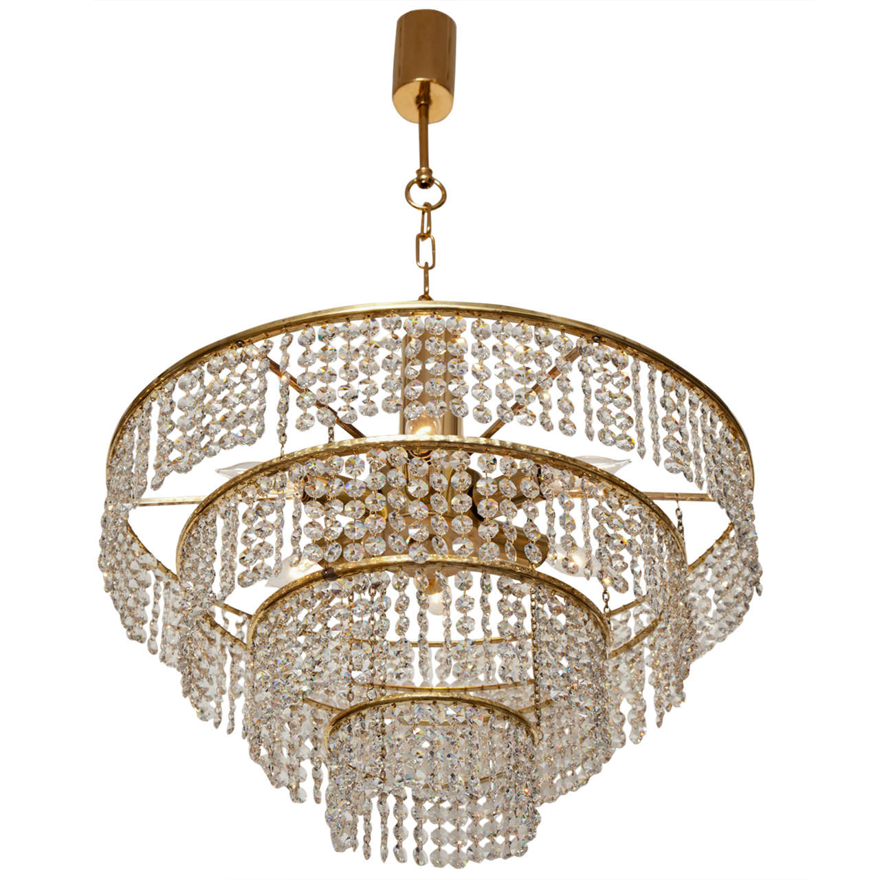 Four-Tier German Crystal Chandelier For Sale
