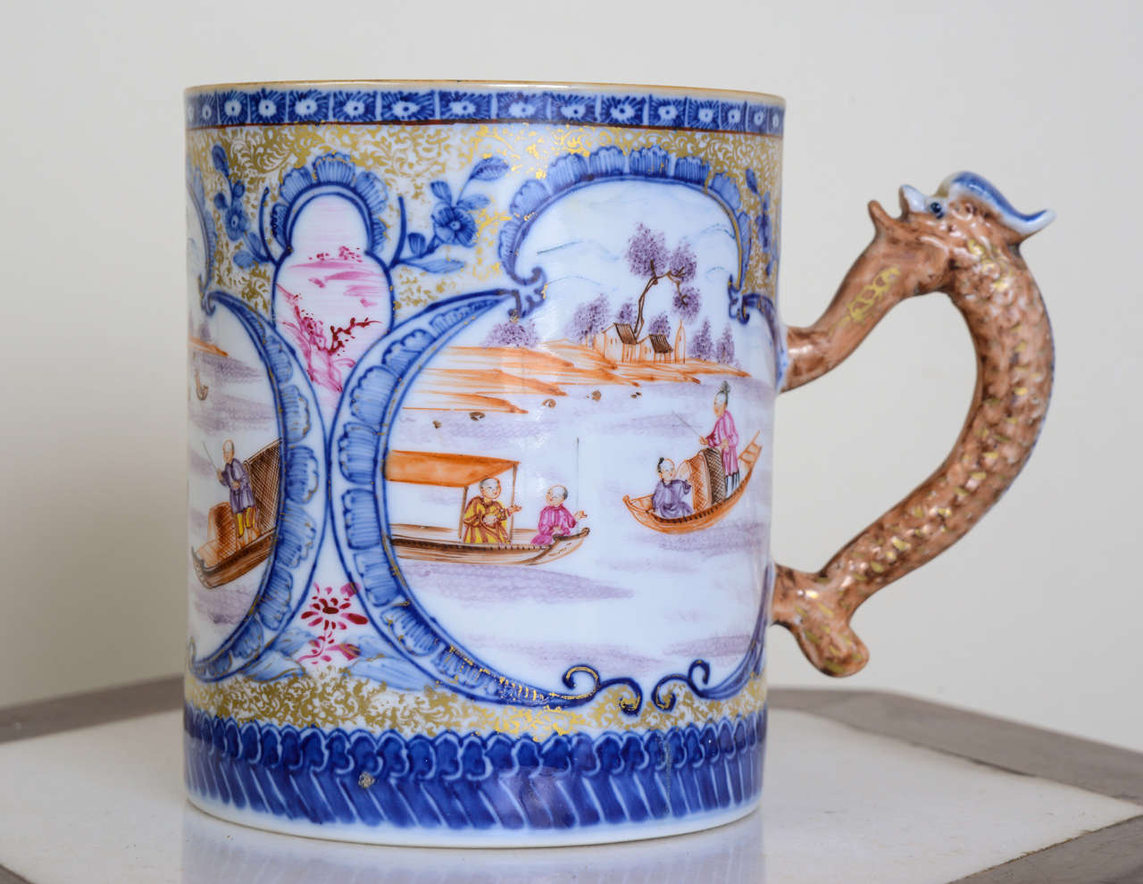 Polychrome Enameled Porcelain Mug, Compagnie des Indes