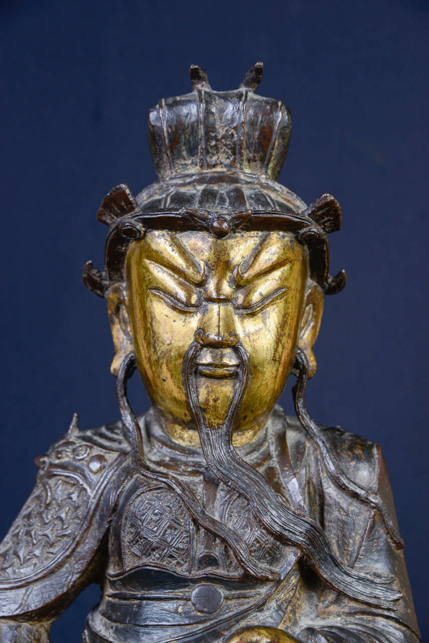 Chinese Parcel-Gilt Bronze of Guandi Ming Dynasty, 17th Century