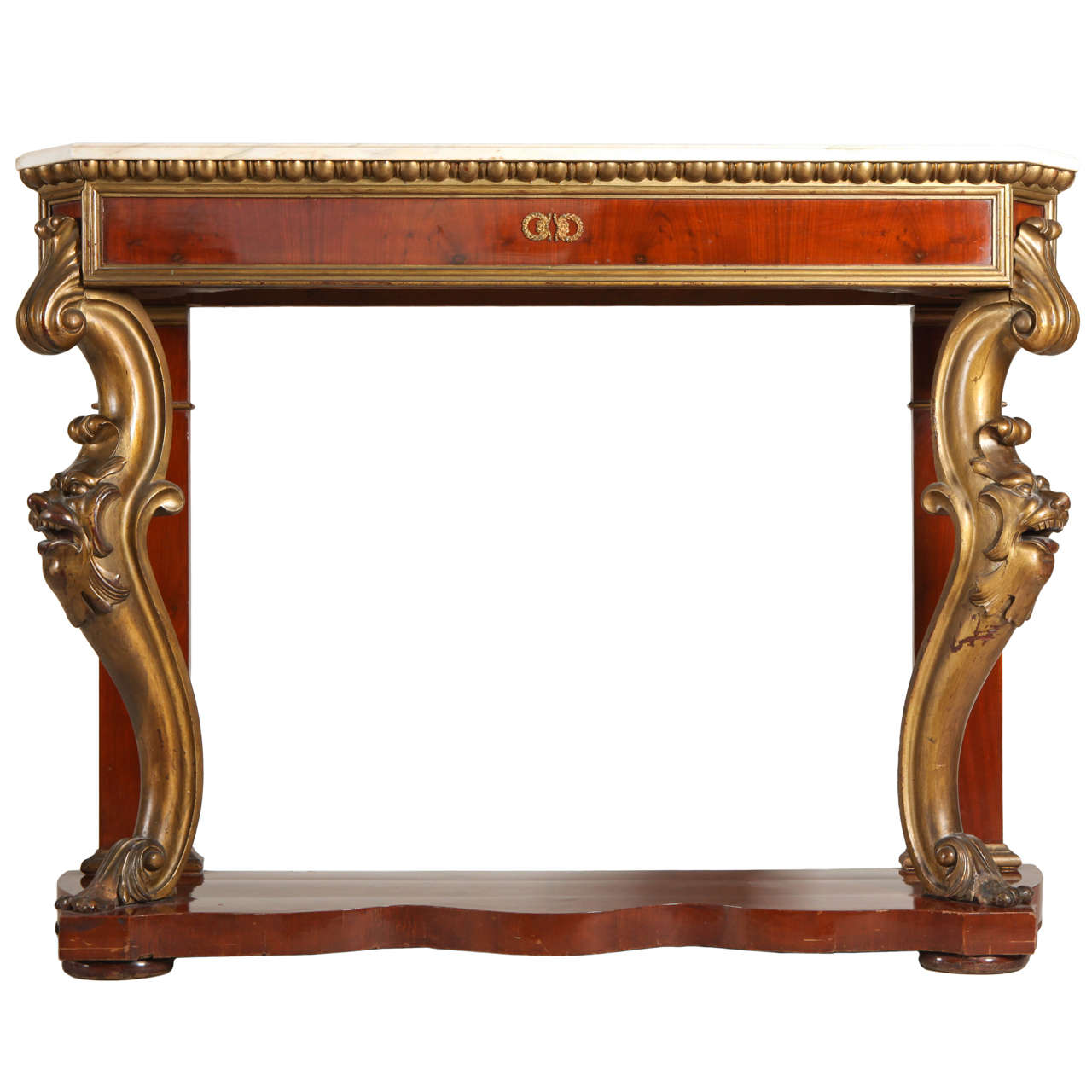 19th Century Tuscany Console Table with a White Marble Top