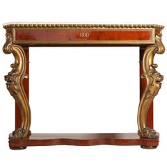 19th Century Tuscany Console Table with a White Marble Top
