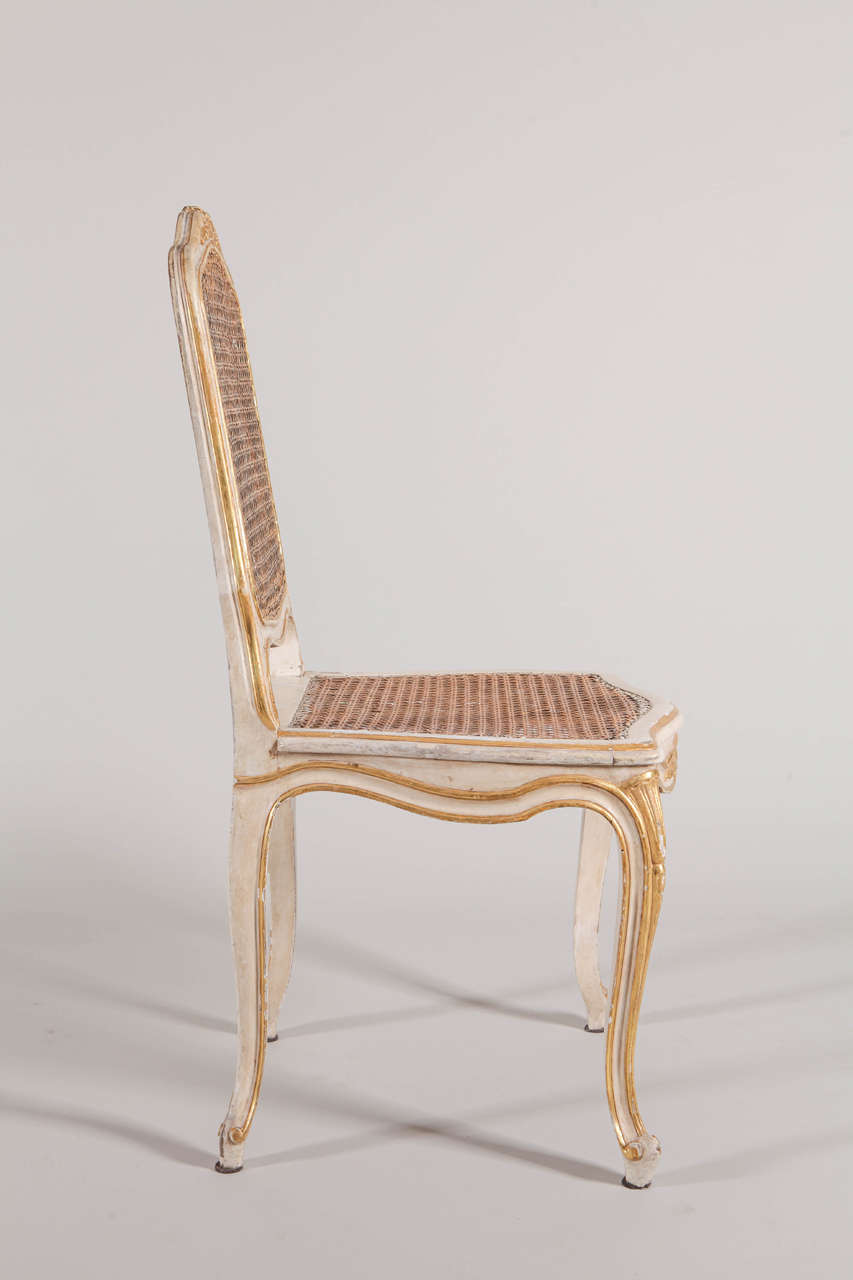 Set of Six French 19th Century Ivory Painted and Parcel-Gilt Chairs In Good Condition For Sale In Rome, IT