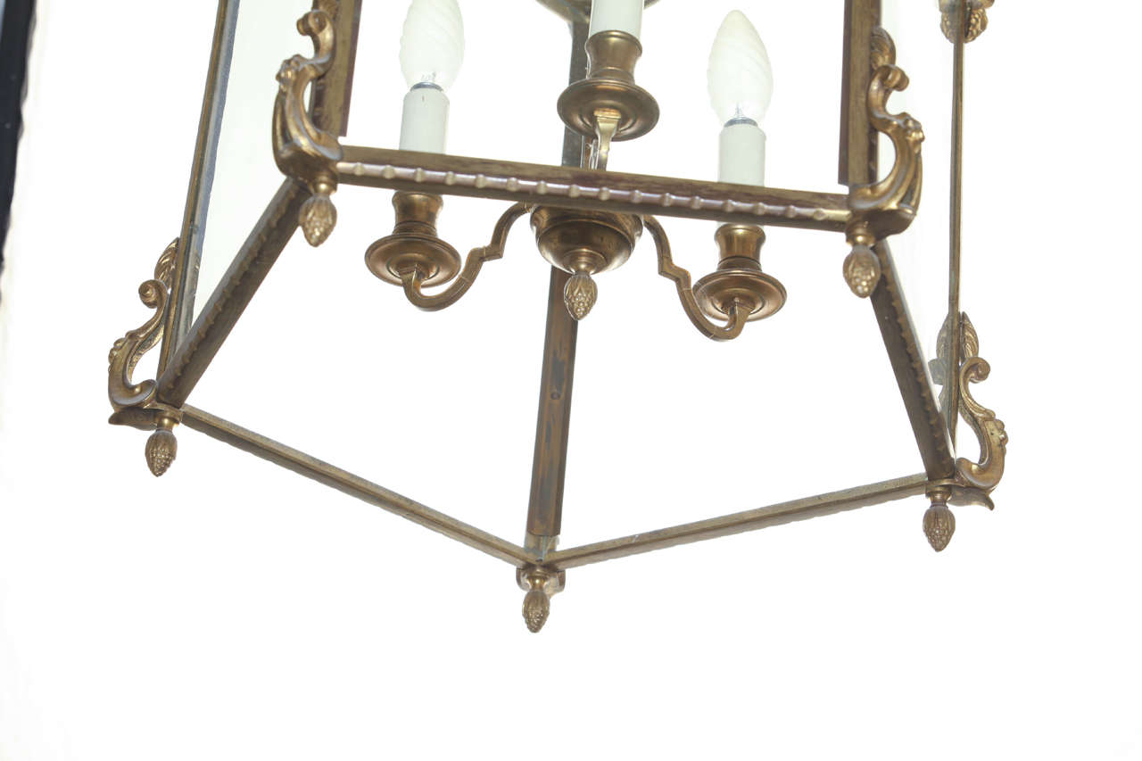 Louis XV Style Gilt Bronze Hexagonal Hall Lantern For Sale 1