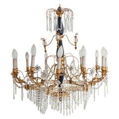 Antique 19th Century Neoclassical Crystal and Gilt Bronze, Twelve-Light Chandelier