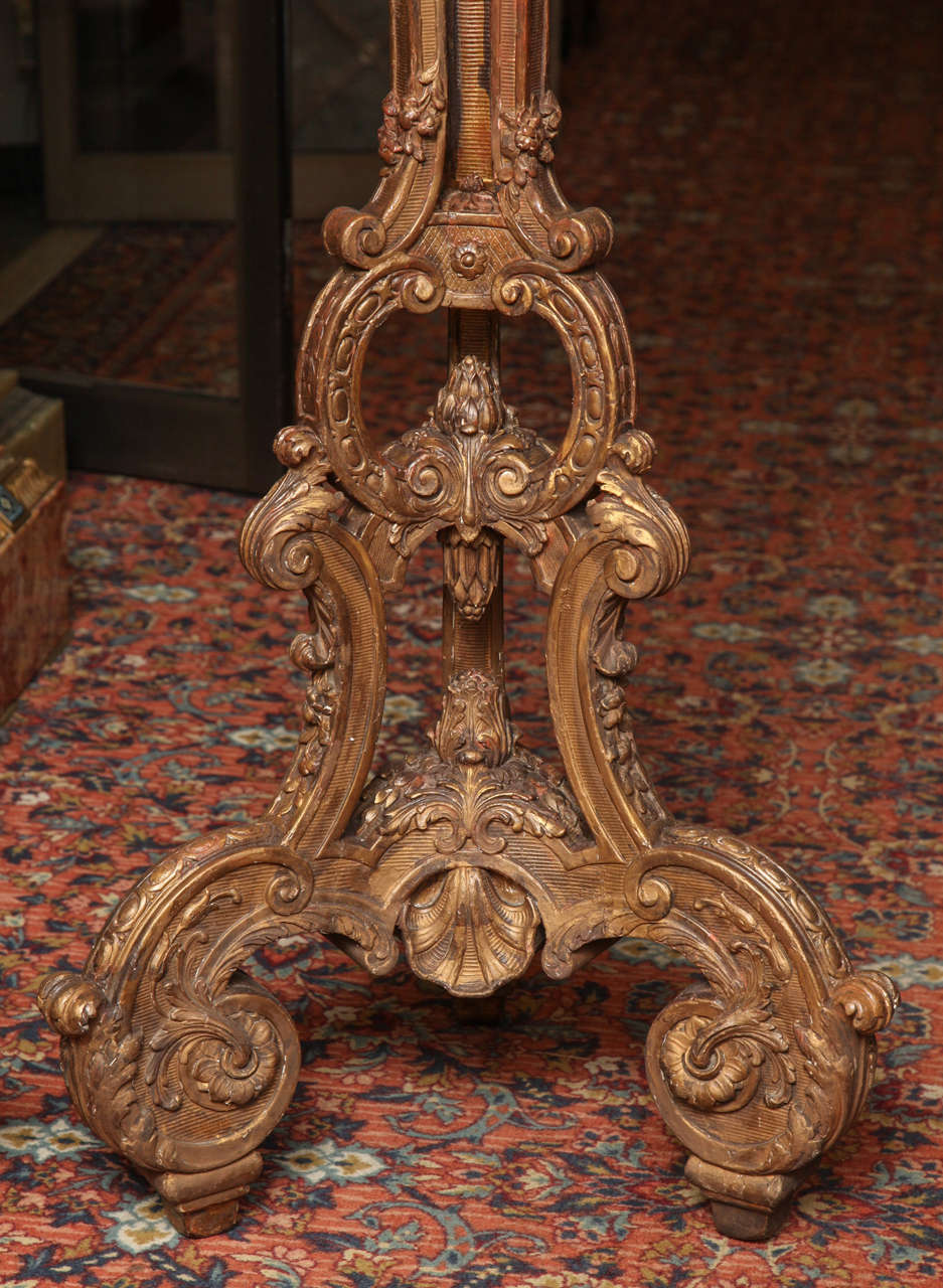 French Pair of Louis XIV Style Giltwood Torchieres