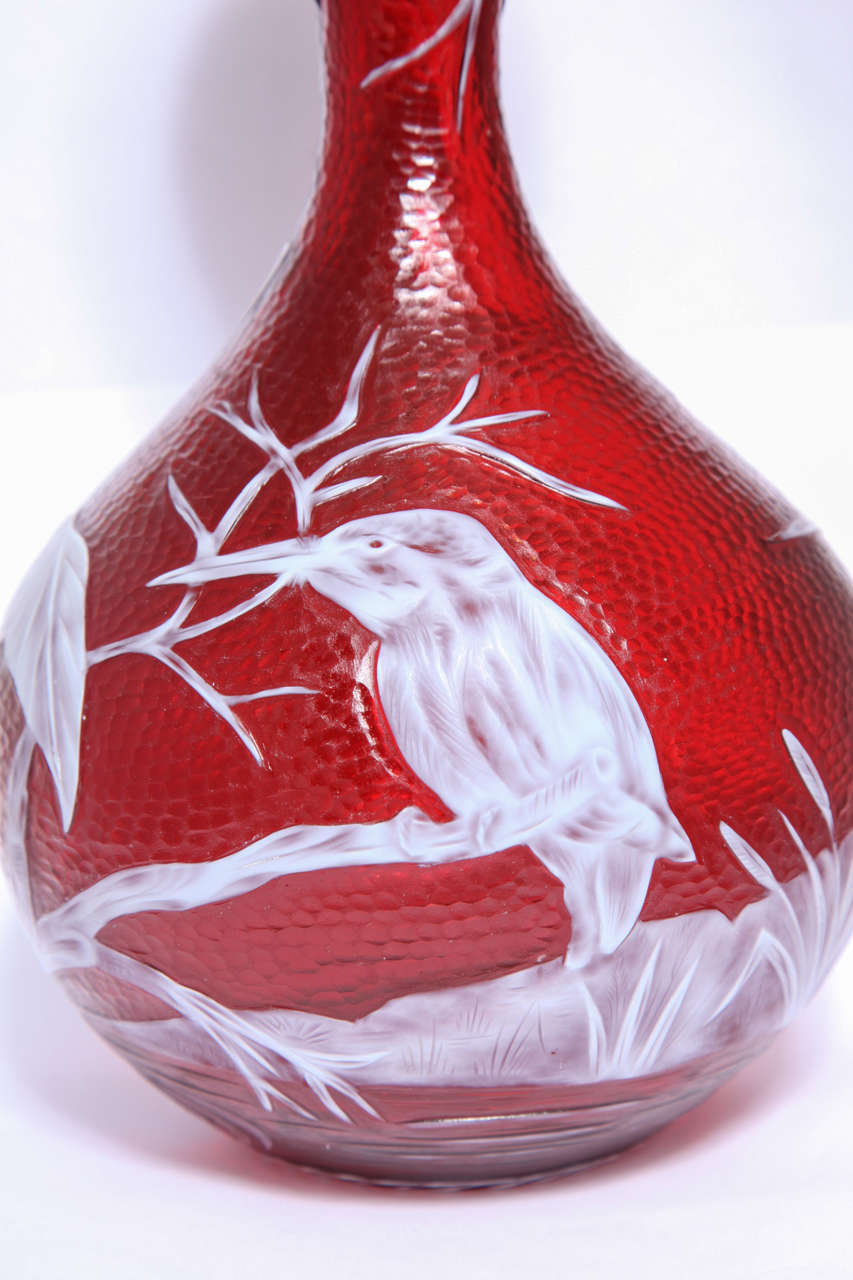 British Rare Stevens & Williams Cameo Glass Vase Carved By J. Millward