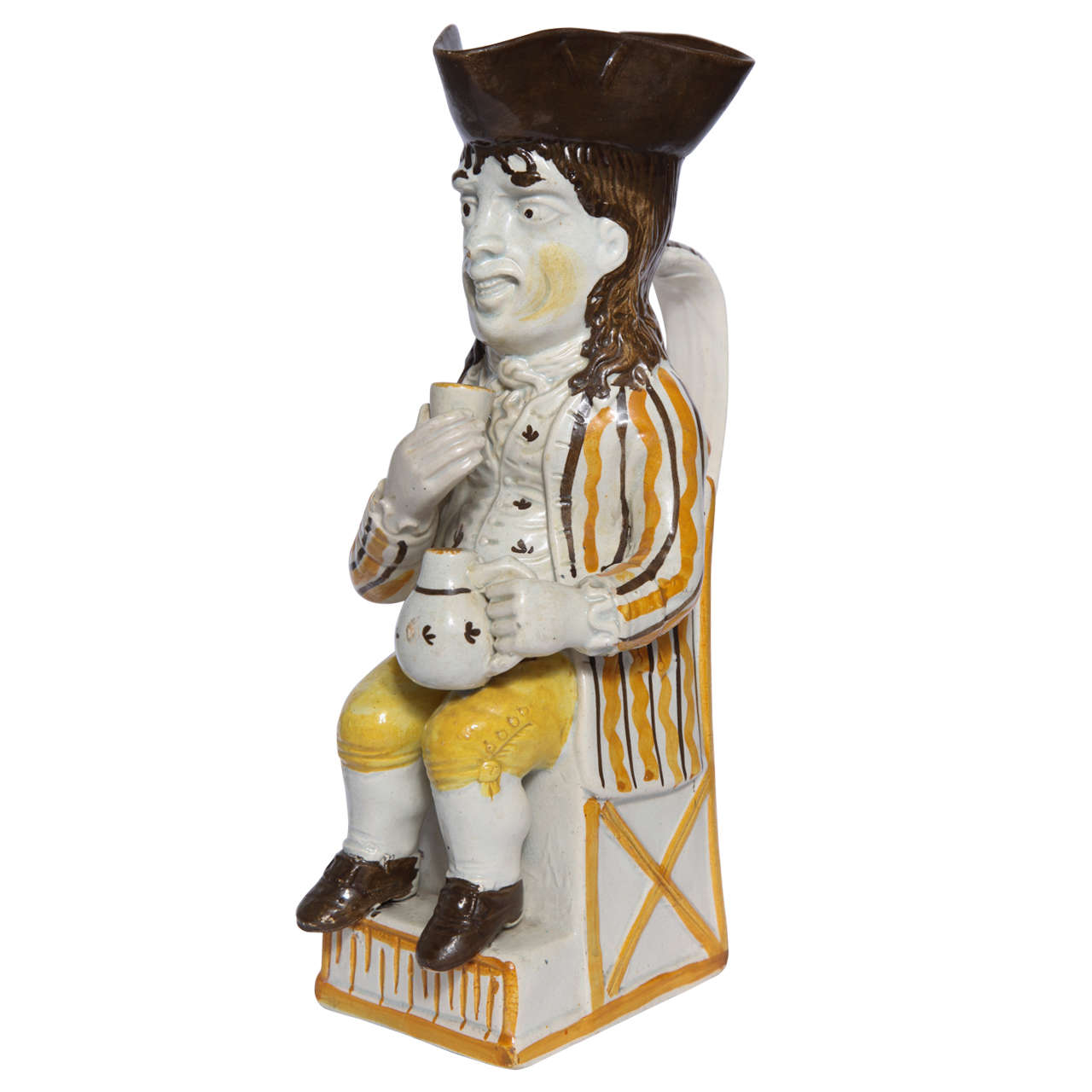 Rare Prattware, "Thin Man" Toby Jug For Sale