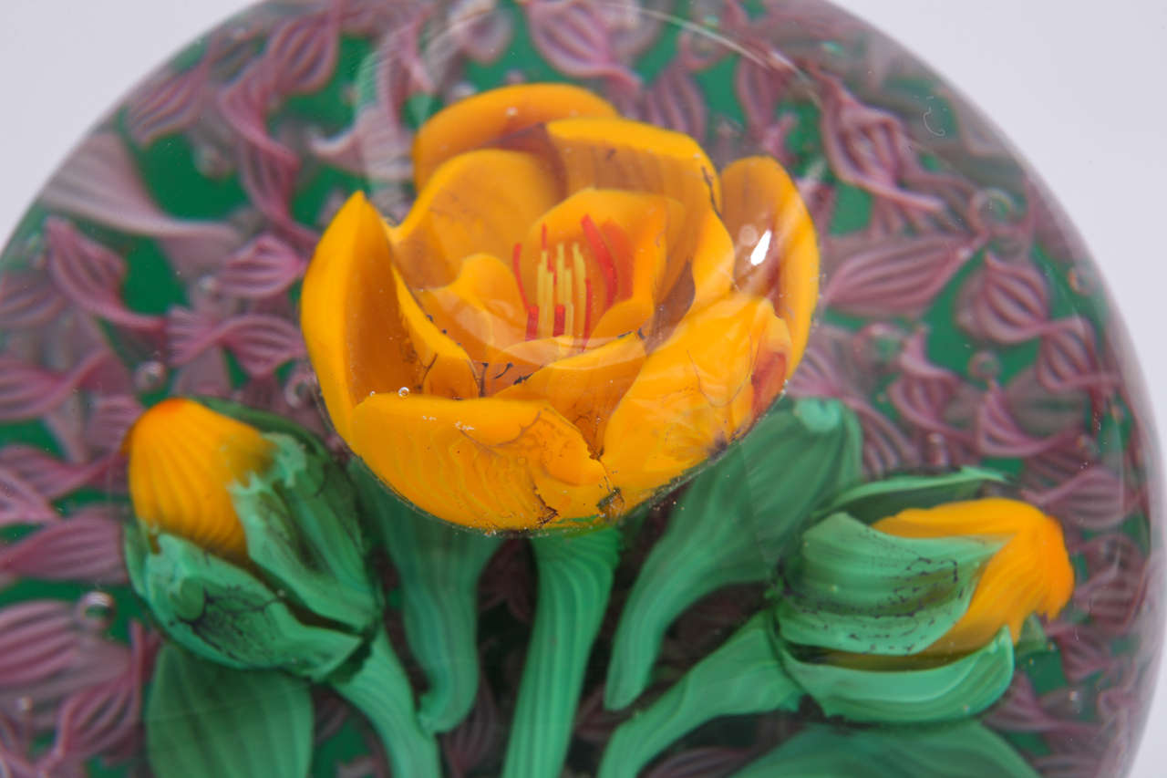 American Rare Jim Kontes Floral Paperweight For Sale