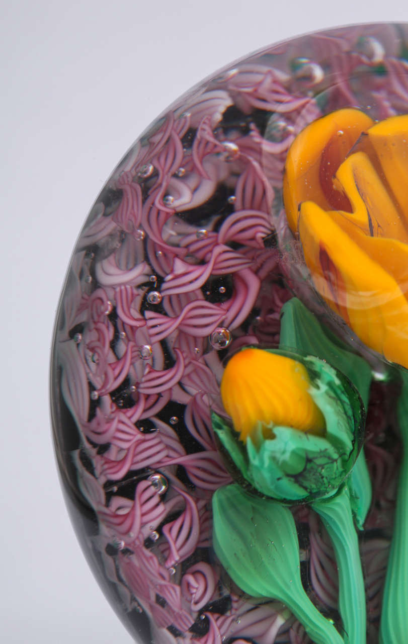 Contemporary Rare Jim Kontes Floral Paperweight For Sale