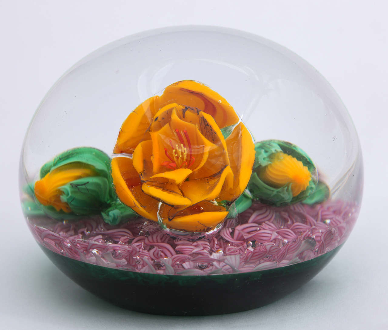 Glass Rare Jim Kontes Floral Paperweight For Sale