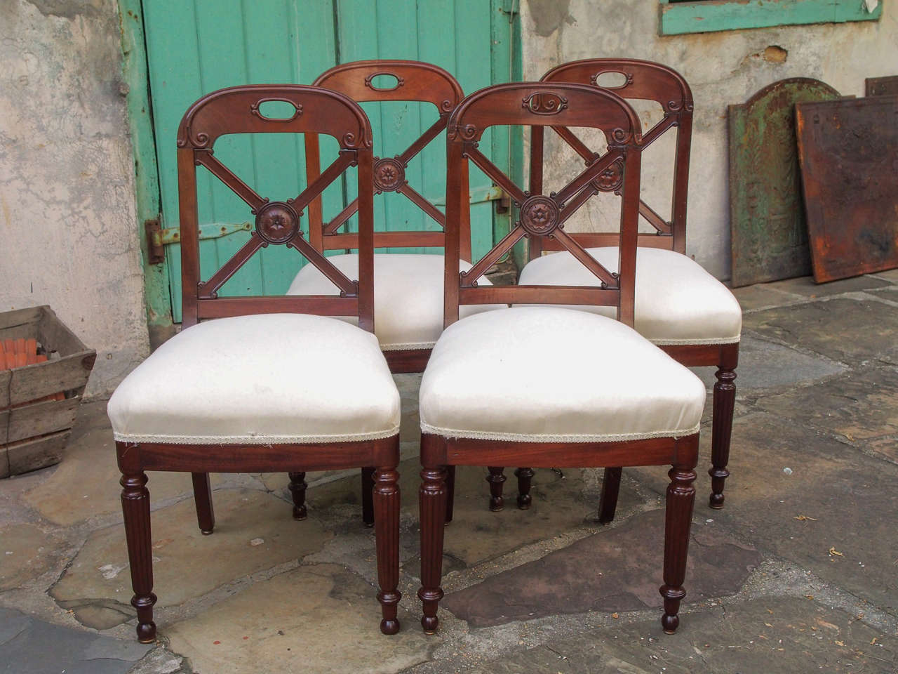 First Empire Fine Set of 16 French Restauration Period Mahogany Dining Chairs