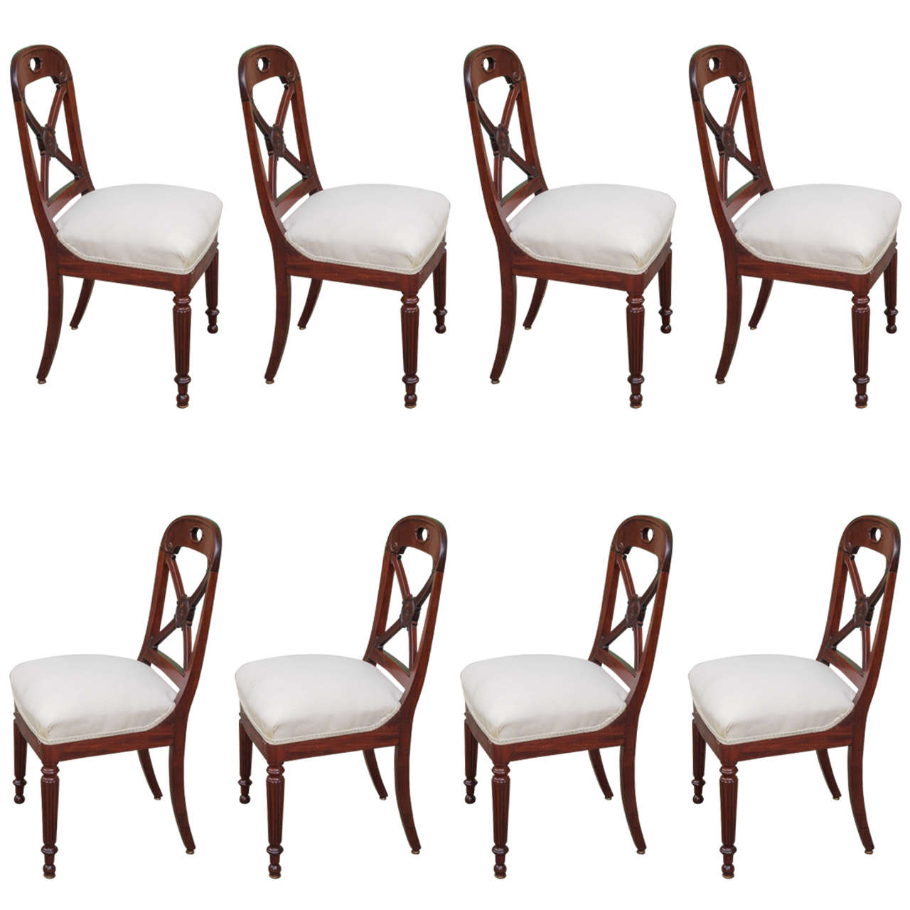 Fine Set of 16 French Restauration Period Mahogany Dining Chairs