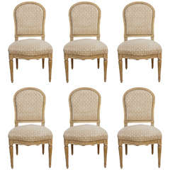 Set of Six French Painted Dining Chairs in the Louis XVI Taste