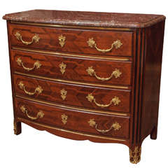 Exceptional French Regence Rosewood and Marquetry Commode, circa 1750