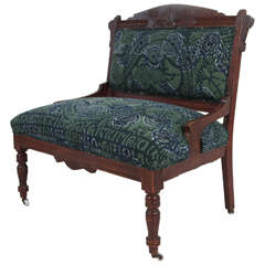 Vintage Eastlake Style Settee Upholstered in African Fabric