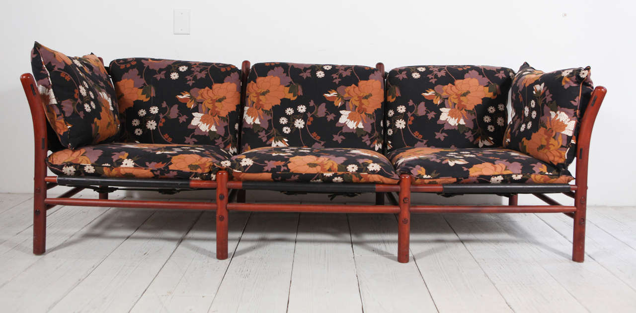 Arne Norell Ilona Three Seat Ilona Sofa in Floral Fabric