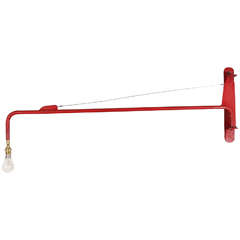 Prouvé-Style Red Swing-Arm Jib Sconce, Late 20th Century